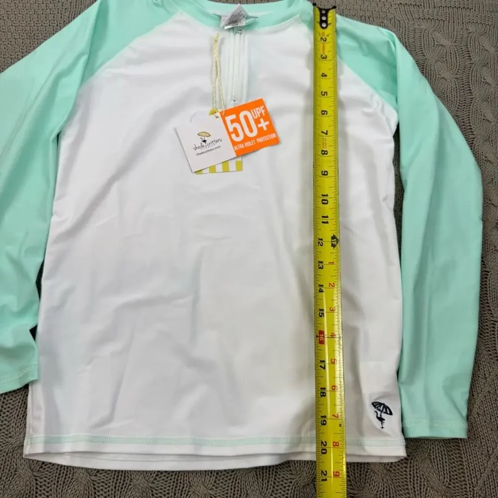 Shade Critters Kids Swim Rashguard - White and Mint ~ 10